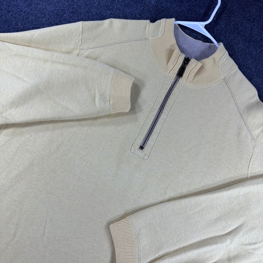 Tommy Bahama Quarter Zip Pullover Mens XXL 2XL Yellow Cotton Sweater